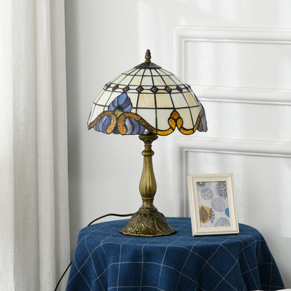 Classic Style Bedside Table Lamp Handmade Glass Night Lamp for Bedroom Living Room Ø30x48 cm Multicolor