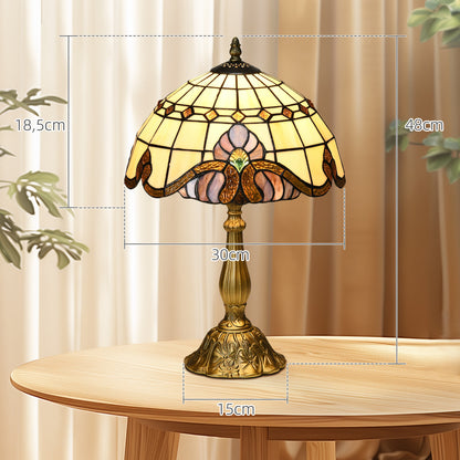 Classic Style Bedside Table Lamp Handmade Glass Night Lamp for Bedroom Living Room Ø30x48 cm Multicolor