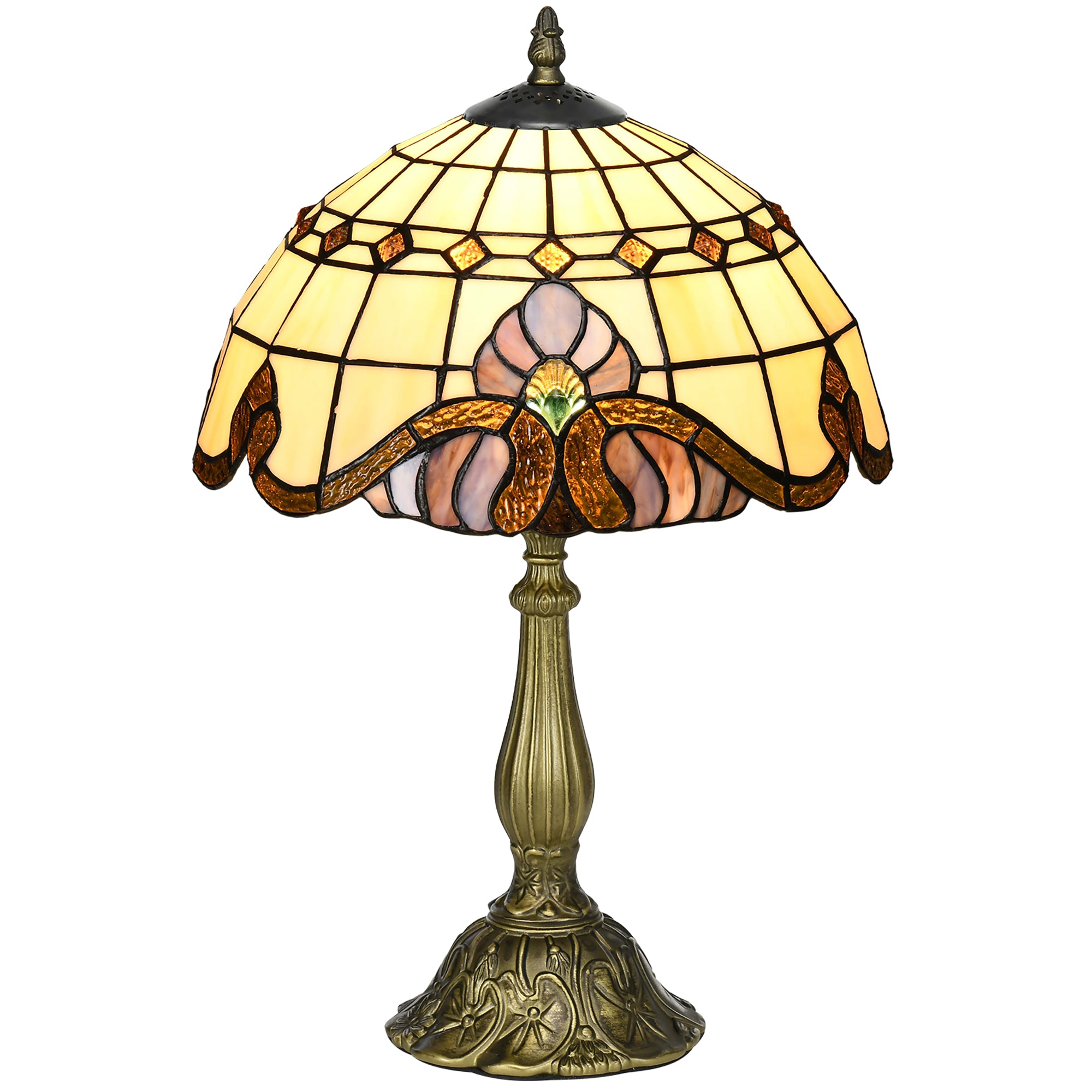 Classic Style Bedside Table Lamp Handmade Glass Night Lamp for Bedroom Living Room Ø30x48 cm Multicolor