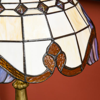 Classic Style Bedside Table Lamp Handmade Glass Night Lamp for Bedroom Living Room Ø30x48 cm Multicolor