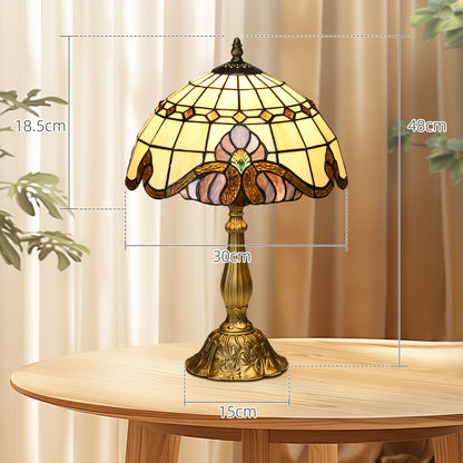 Classic Style Bedside Table Lamp Handmade Glass Night Lamp for Bedroom Living Room Ø30x48 cm Multicolor