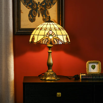 Classic Style Bedside Table Lamp Handmade Glass Night Lamp for Bedroom Living Room Ø30x48 cm Multicolor