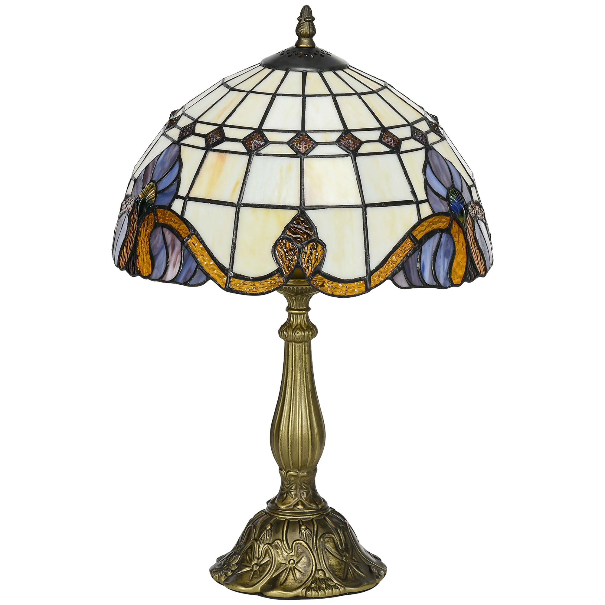 Classic Style Bedside Table Lamp Handmade Glass Night Lamp for Bedroom Living Room Ø30x48 cm Multicolor