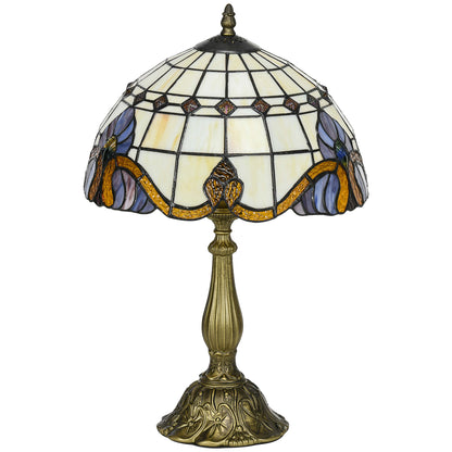 Classic Style Bedside Table Lamp Handmade Glass Night Lamp for Bedroom Living Room Ø30x48 cm Multicolor