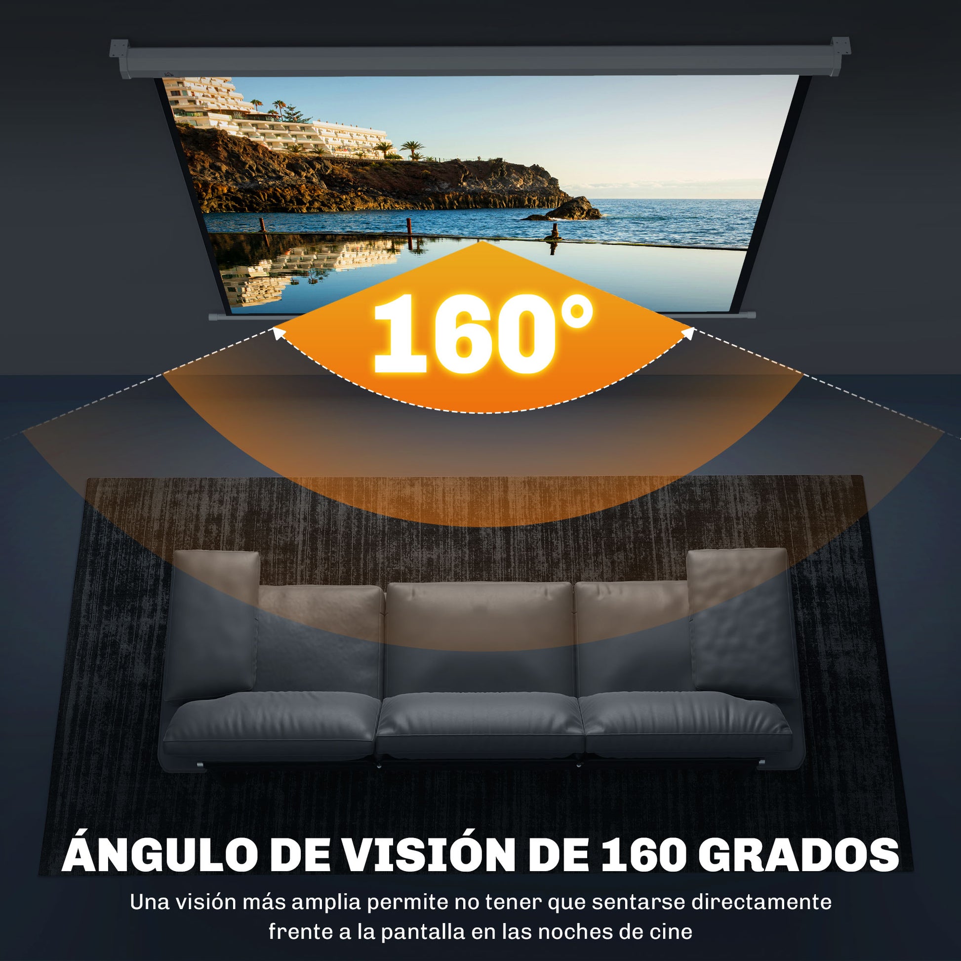 84-Inch Projector Screen Fabric Manual Projector Screen 4:3 Format 4K Projection Screen Wall or Ceiling Mount for Home Office Indoor and Outdoor Cinema White