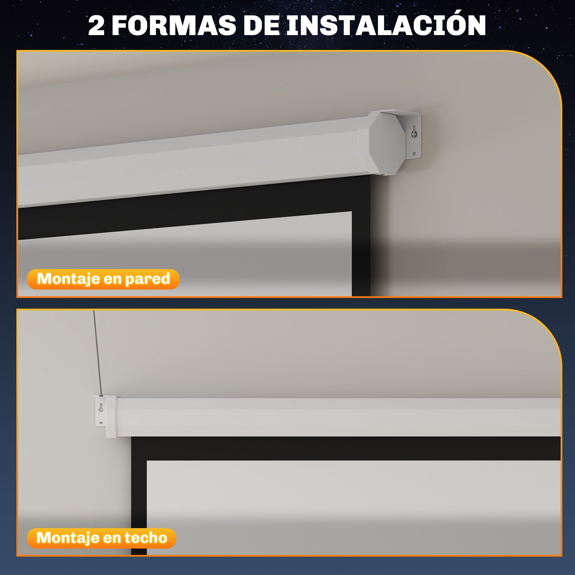 84-Inch Projector Screen Fabric Manual Projector Screen 4:3 Format 4K Projection Screen Wall or Ceiling Mount for Home Office Indoor and Outdoor Cinema White