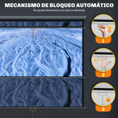 84-Inch Projector Screen Fabric Manual Projector Screen 4:3 Format 4K Projection Screen Wall or Ceiling Mount for Home Office Indoor and Outdoor Cinema White