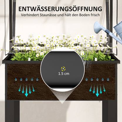 Raised Garden Bed with Cover, Elevated Herb Planter with Drainage Holes, Metal Plant Box, Weather-Resistant Vegetables Bed, Garden Bed, Planting Bed for Garden, Balcony, 60 x 60 x 120 cm, Black