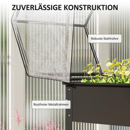 Raised Garden Bed with Cover, Elevated Herb Planter with Drainage Holes, Metal Plant Box, Weather-Resistant Vegetables Bed, Garden Bed, Planting Bed for Garden, Balcony, 60 x 60 x 120 cm, Black