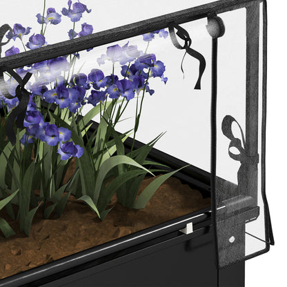 Raised Garden Bed with Cover, Elevated Herb Planter with Drainage Holes, Metal Plant Box, Weather-Resistant Vegetables Bed, Garden Bed, Planting Bed for Garden, Balcony, 60 x 60 x 120 cm, Black