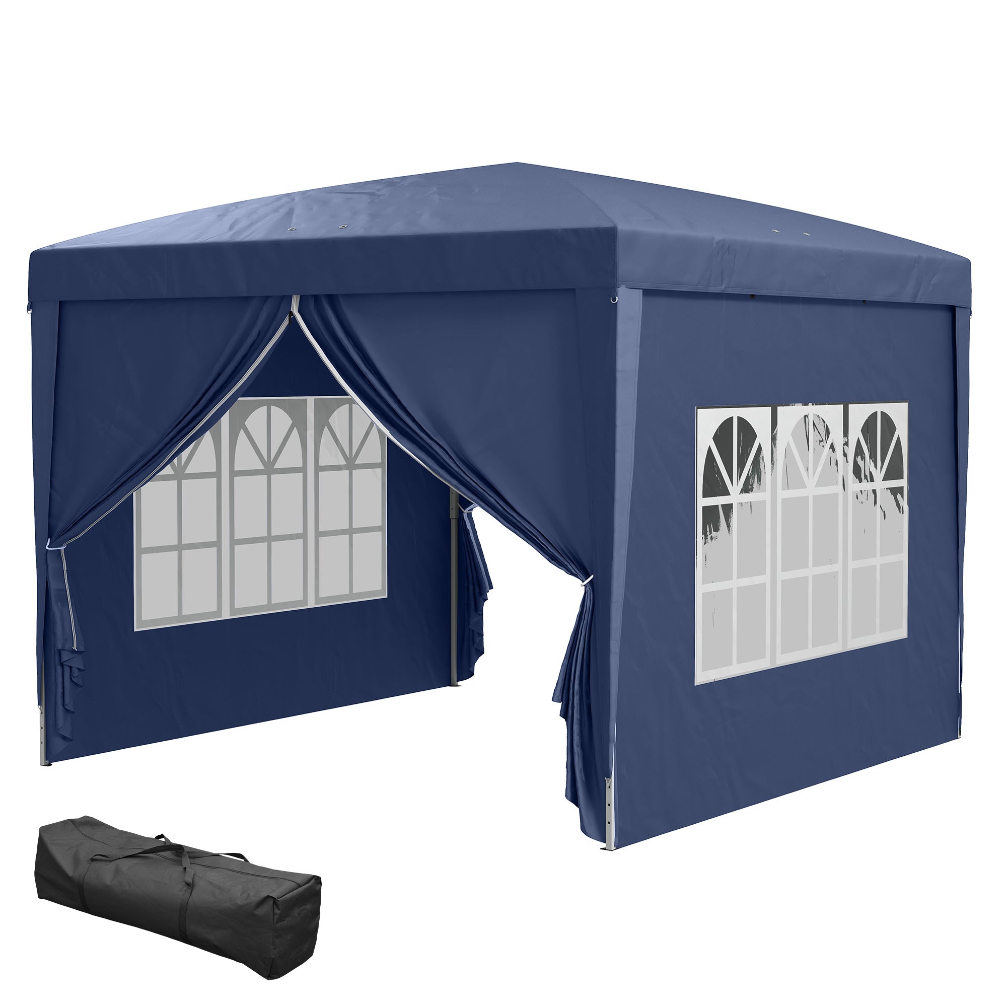 Pavilion approx. 3x3m, Water-Resistant Stable Winterproof Pop-up Folding Pavilion, UV Protection 50+, Foldable Party Tent Garden Tent with 4 Sidewalls Pocket Garden Pavilion for Camping Garden, Blue
