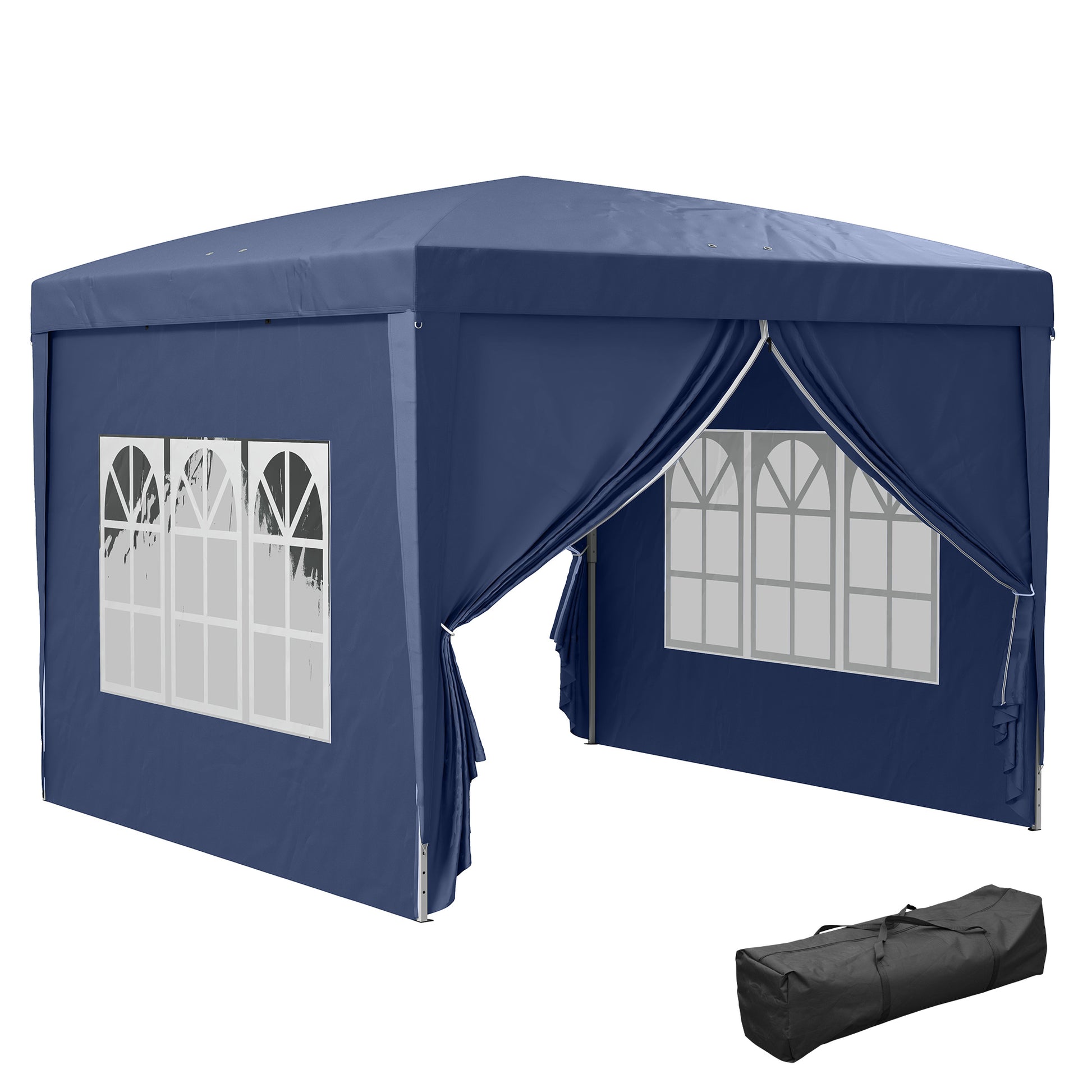 Pavilion approx. 3x3m, Water-Resistant Stable Winterproof Pop-up Folding Pavilion, UV Protection 50+, Foldable Party Tent Garden Tent with 4 Sidewalls Pocket Garden Pavilion for Camping Garden, Blue