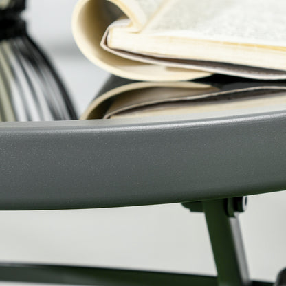 3-Piece Metal Bistro Set Weatherproof Garden Furniture Set with Folding Glass Table Outdoor Chairs Balcony Furniture Set Seating Group Balcony Set Garden Set Light Gray