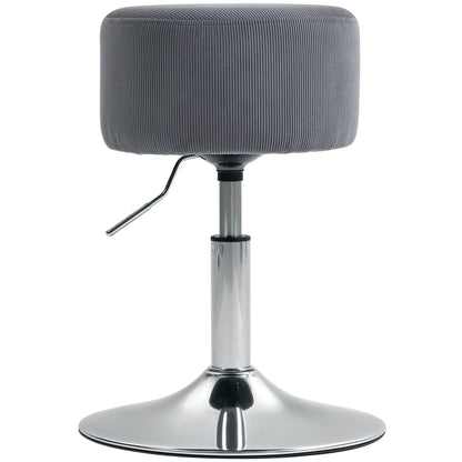 Bar Stool High Kitchen Stool Adjustable in Height 52-66 cm Upholstered in Velvet 360° Swivel for Dining Room Dressing Table Counter Gray