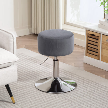 Bar Stool High Kitchen Stool Adjustable in Height 52-66 cm Upholstered in Velvet 360° Swivel for Dining Room Dressing Table Counter Gray