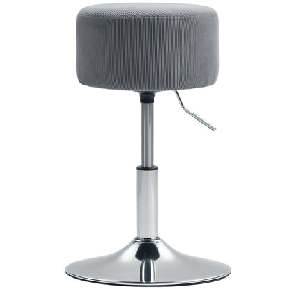 Bar Stool High Kitchen Stool Adjustable in Height 52-66 cm Upholstered in Velvet 360° Swivel for Dining Room Dressing Table Counter Gray