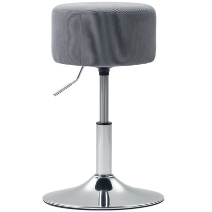 Bar Stool High Kitchen Stool Adjustable in Height 52-66 cm Upholstered in Velvet 360° Swivel for Dining Room Dressing Table Counter Gray