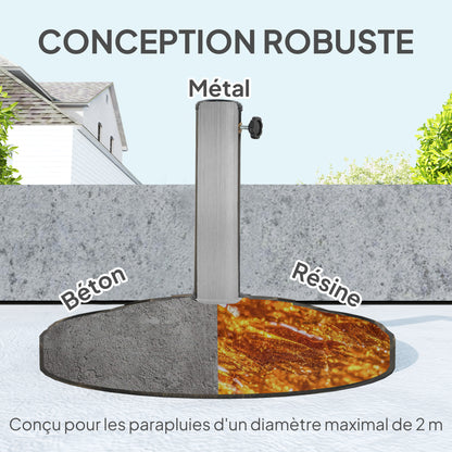 Round Umbrella Base 12 kg, Outdoor Resin Umbrella Stand, for 32,38, and 48 mm poles, umbrella base for garden patio terrace, Ø 46 x 34 cm, bronze