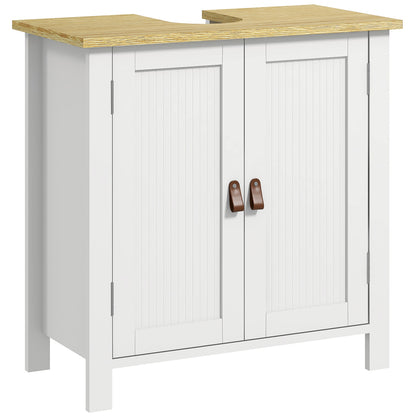 Under Sink Cabinet Bathroom Vanity with Stand Bathroom Cabinet with 2 Doors 2 Handles and Adjustable Shelf without Sink 60x30x60 cm White