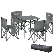 Camping Table and Chairs Set Portable Folding Table Camping with Chairs Includes 1 Table 55x51x50 cm and 4 Folding Chairs with Side Pockets and Transport Bag Dark Gray