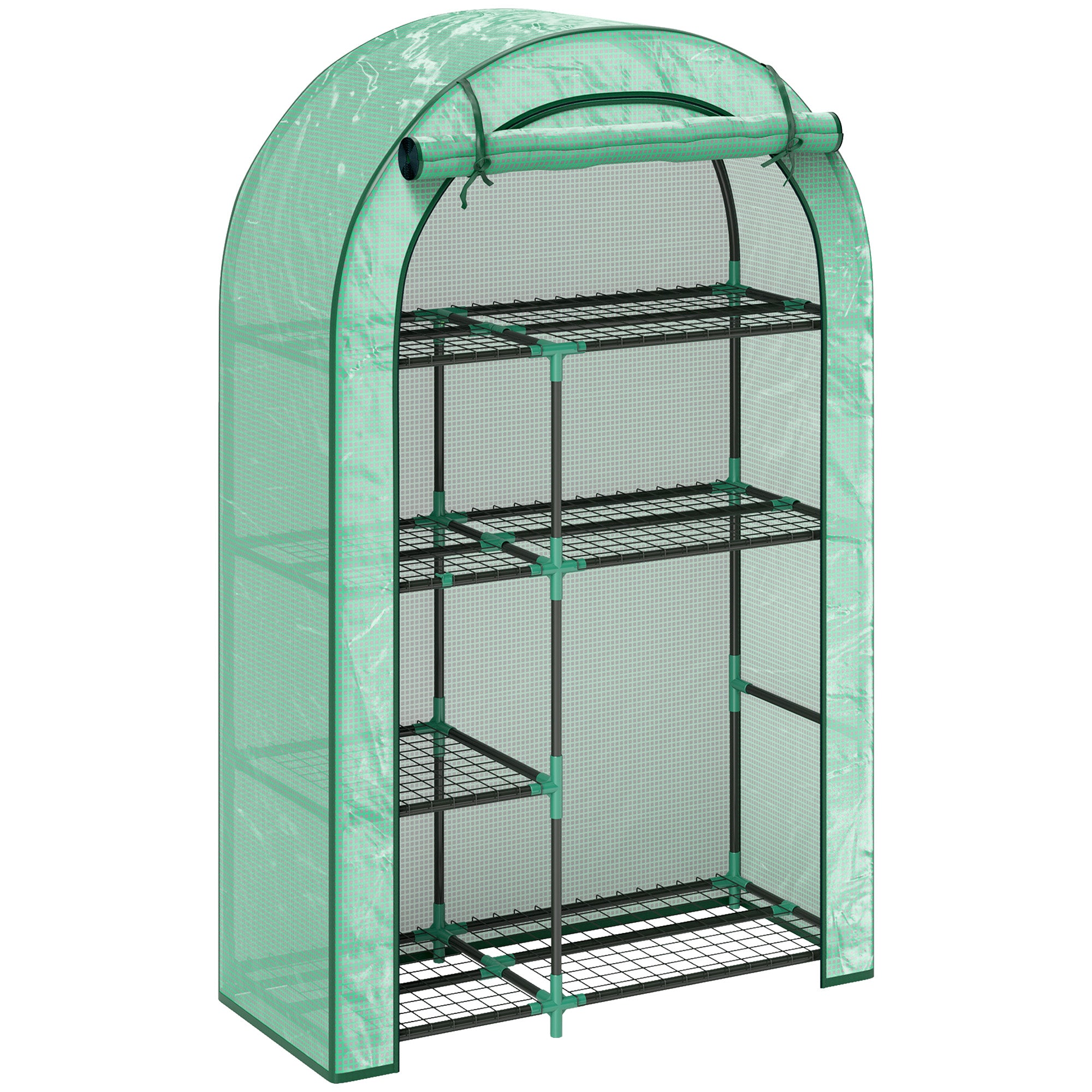 Greenhouse with Round Roof Door, Shelves, Winterproof Foil Greenhouse Made of Steel, Greenhouse for Balcony, Garden, Tomato House 100 x 45 x 160 cm, Tomato Greenhouse for Tomatoes, Vegetables, Flowers, Green