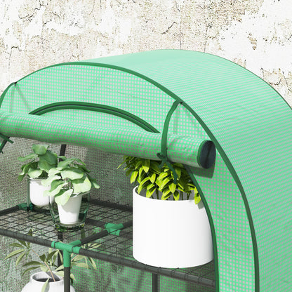 Greenhouse with Round Roof Door, Shelves, Winterproof Foil Greenhouse Made of Steel, Greenhouse for Balcony, Garden, Tomato House 100 x 45 x 160 cm, Tomato Greenhouse for Tomatoes, Vegetables, Flowers, Green
