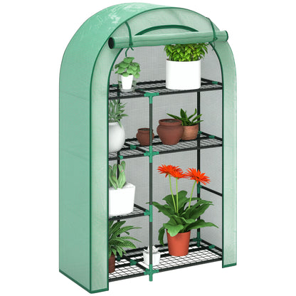Greenhouse with Round Roof Door, Shelves, Winterproof Foil Greenhouse Made of Steel, Greenhouse for Balcony, Garden, Tomato House 100 x 45 x 160 cm, Tomato Greenhouse for Tomatoes, Vegetables, Flowers, Green