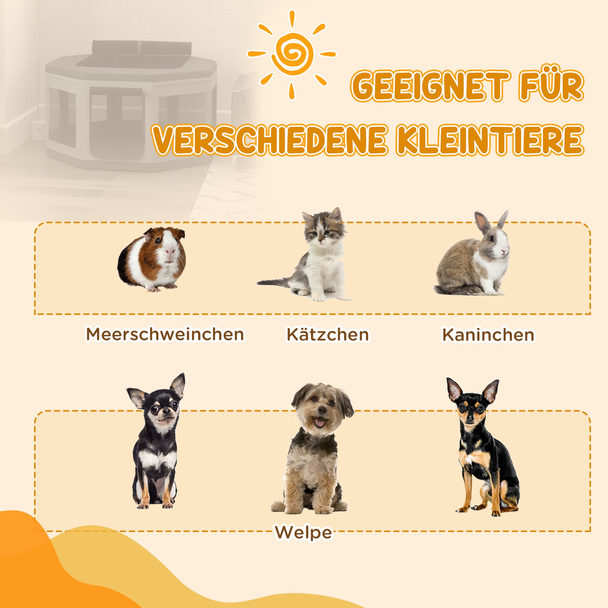 Puppy Playpen Puppy Playpen with Carrying Bag, Octagonal Pet Playpen with Mesh Window, for Small Animals, Oxford, Grey