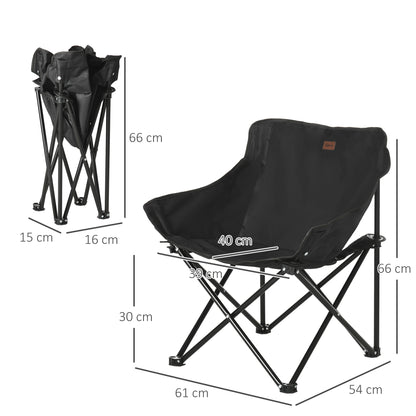 Camping Chair Foldable Garden Chair with Side Pocket, Steel Legs, Folding Chair with Carry Bag for Pool, Beach, Oxford, Black