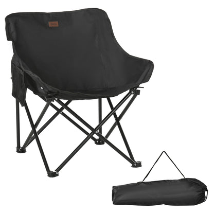 Camping Chair Foldable Garden Chair with Side Pocket, Steel Legs, Folding Chair with Carry Bag for Pool, Beach, Oxford, Black