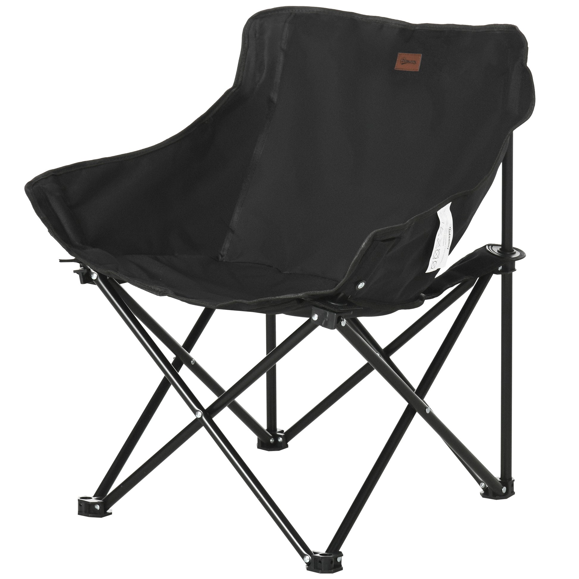 Camping Chair Foldable Garden Chair with Side Pocket, Steel Legs, Folding Chair with Carry Bag for Pool, Beach, Oxford, Black