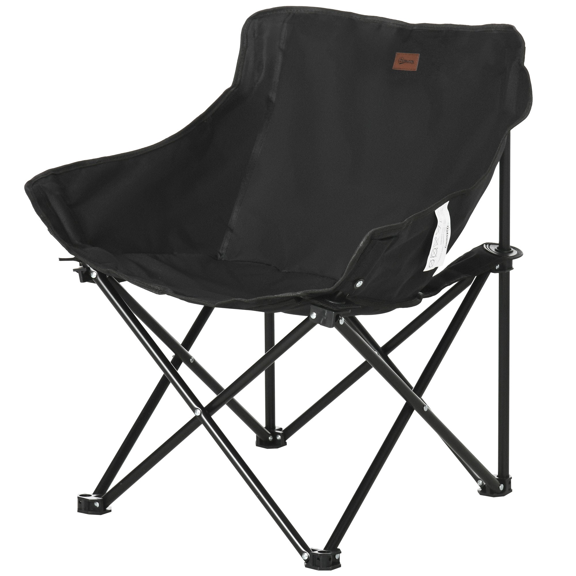 Camping Chair Foldable Garden Chair with Side Pocket, Steel Legs, Folding Chair with Carry Bag for Pool, Beach, Oxford, Black