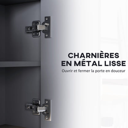 Wall Cabinet, bathroom furniture with mirrored hanging cabinet, bathroom mirror with storage, 3-door cabinets and 8 compartments, dim. 80L x 20W x 60H cm, gray