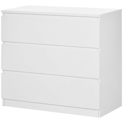 3-Drawer Chest Bedroom Storage Furniture Modern Sleek Design with Soft-Close Mechanism for Bedroom, Living Room - 60 x 38 x 100 cm, White