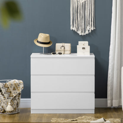 3-Drawer Chest Bedroom Storage Furniture Modern Sleek Design with Soft-Close Mechanism for Bedroom, Living Room - 60 x 38 x 100 cm, White