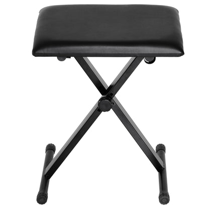 Piano Stool Piano Bench Makeup Stool Height Adjustable Folding Metal Faux Leather Foam Black 39 x 29 x 37-47 cm