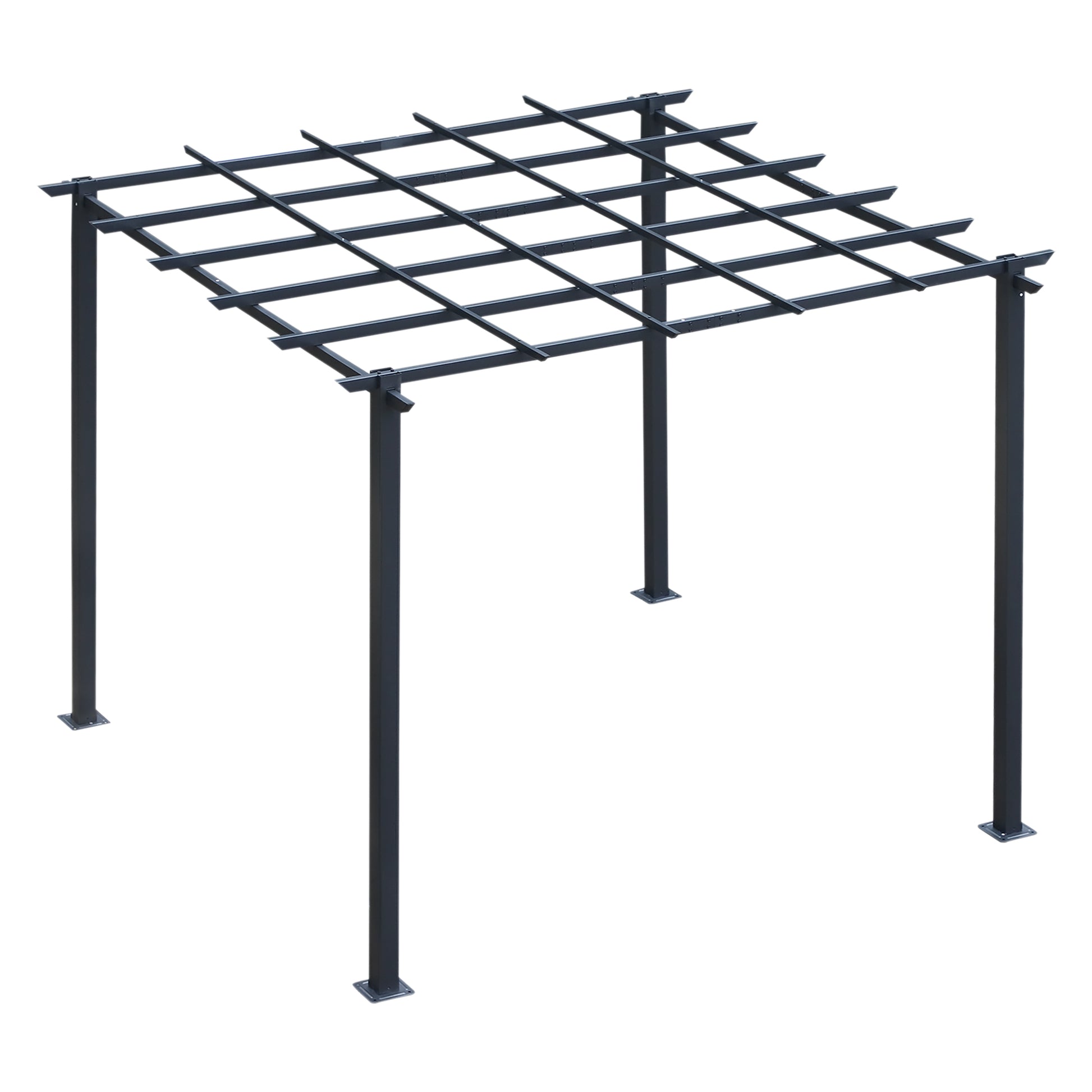 Rose Pavilion Plant Arch Rose Arch Trellis Garden Pavilion Weatherproof Metal Black 2.97 x 2.95 x 2.3 m