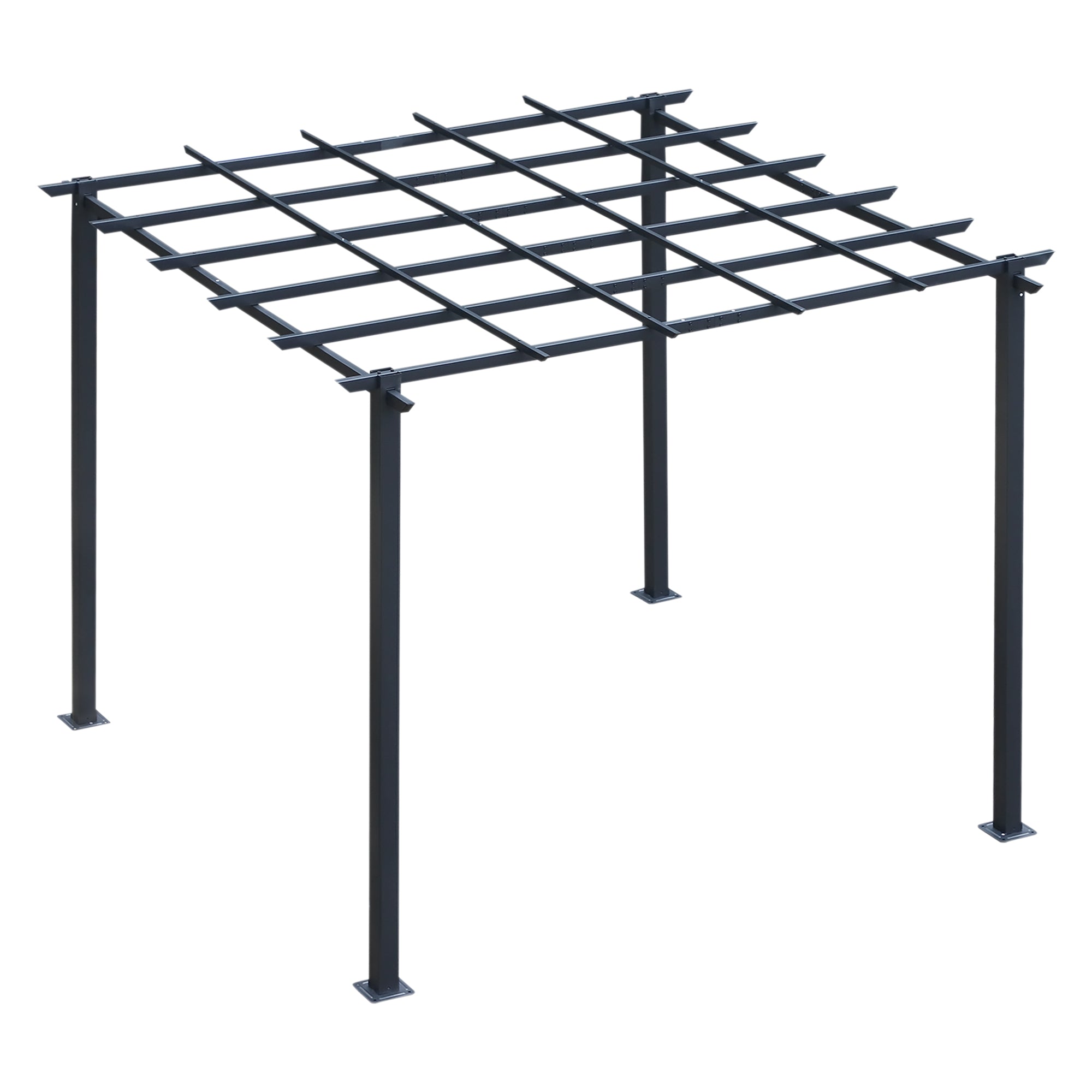 Rose Pavilion Plant Arch Rose Arch Trellis Garden Pavilion Weatherproof Metal Black 2.97 x 2.95 x 2.3 m