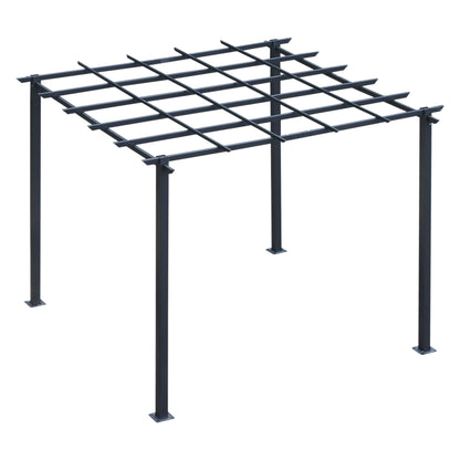 Rose Pavilion Plant Arch Rose Arch Trellis Garden Pavilion Weatherproof Metal Black 2.97 x 2.95 x 2.3 m
