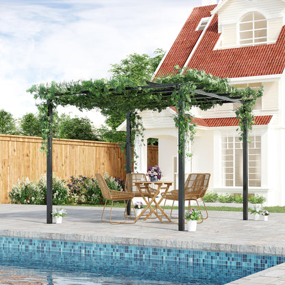 Rose Pavilion Plant Arch Rose Arch Trellis Garden Pavilion Weatherproof Metal Black 2.97 x 2.95 x 2.3 m