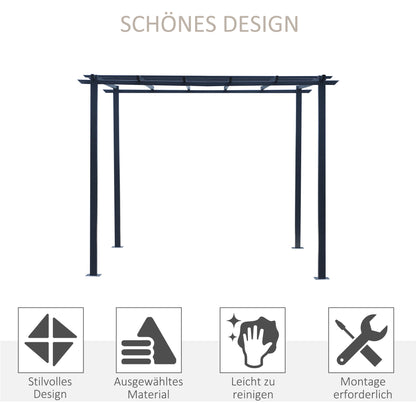 Rose Pavilion Plant Arch Rose Arch Trellis Garden Pavilion Weatherproof Metal Black 2.97 x 2.95 x 2.3 m