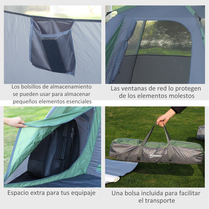 Pop-Up Tent for 2-3 People Waterproof Camping Tent 3000 mm Camping Tent with Pockets Windows and Carry Bag 98.4x76.4x63 inches Green