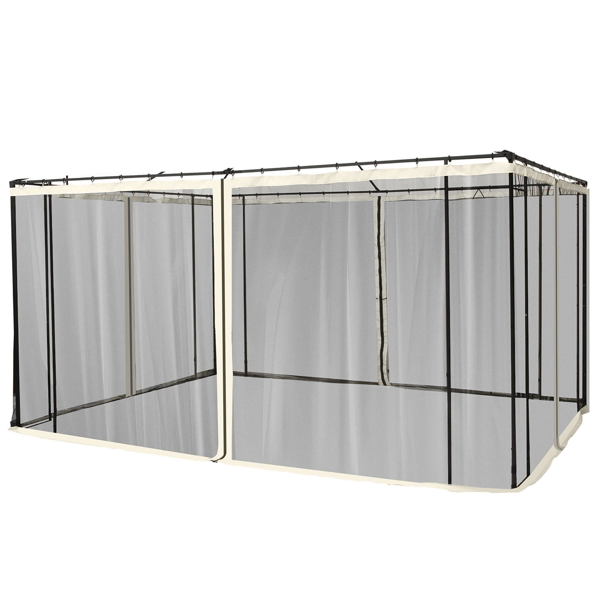4 Side Panels 3.5x2 m for Garden Gazebo Canopy with Zipper Mesh Fabric Black