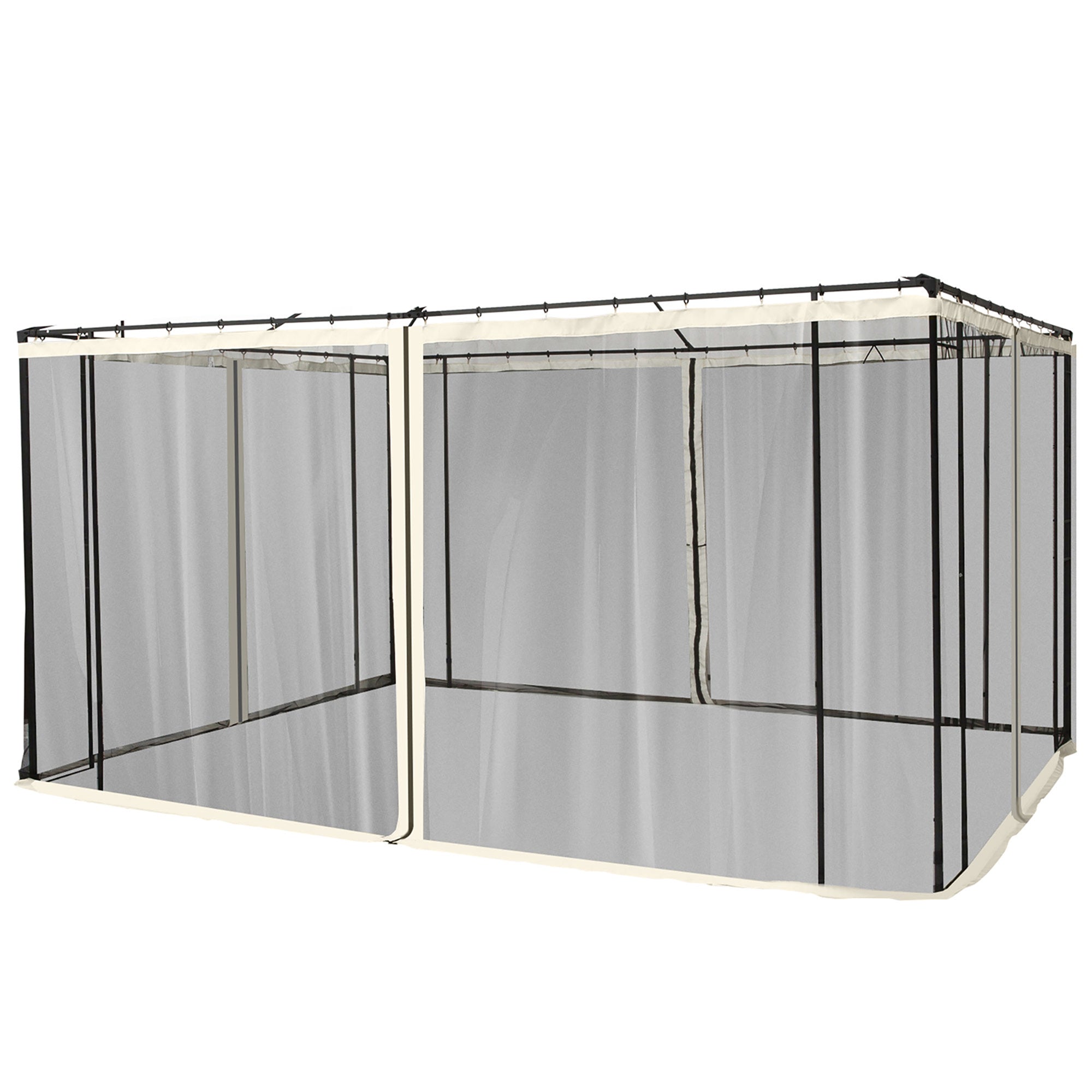 4 Side Panels 3.5x2 m for Garden Gazebo Canopy with Zipper Mesh Fabric Black