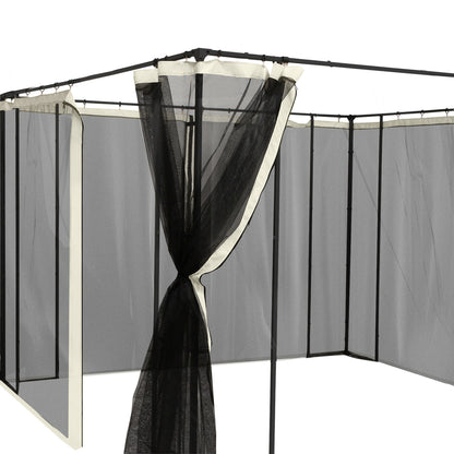 4 Side Panels 3.5x2 m for Garden Gazebo Canopy with Zipper Mesh Fabric Black