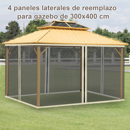 4 Side Panels 3.5x2 m for Garden Gazebo Canopy with Zipper Mesh Fabric Black