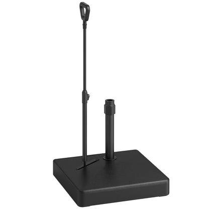 Square Umbrella Base with Wheels Parasol Stand with Adjustable Handle Fillable with 45L Water or 55kg Sand for Garden Terrace Black