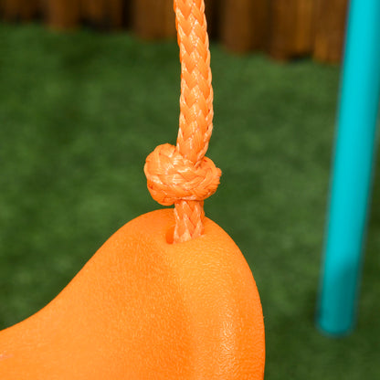Children's Swing 3-8 Years Garden Swing in Steel and PE with Seat and Stakes, 163x145x181 cm, Blue and Orange