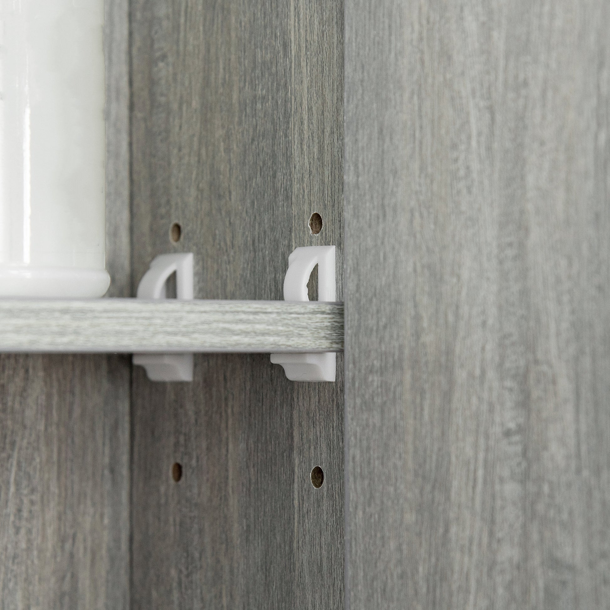 Mirror Cabinet with 4 Sections and Adjustable Shelves, Bathroom Mirror in Wood and Glass, 90x15x75 cm, Gray