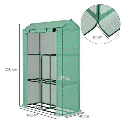 Greenhouse with Shelves Roll-Up Door, Winterproof Steel Frame Greenhouse, Greenhouse for Balcony, Garden, Tomato House with UV Protection 100x40x150cm Tomato Greenhouse for Vegetables Flowers Plants Green